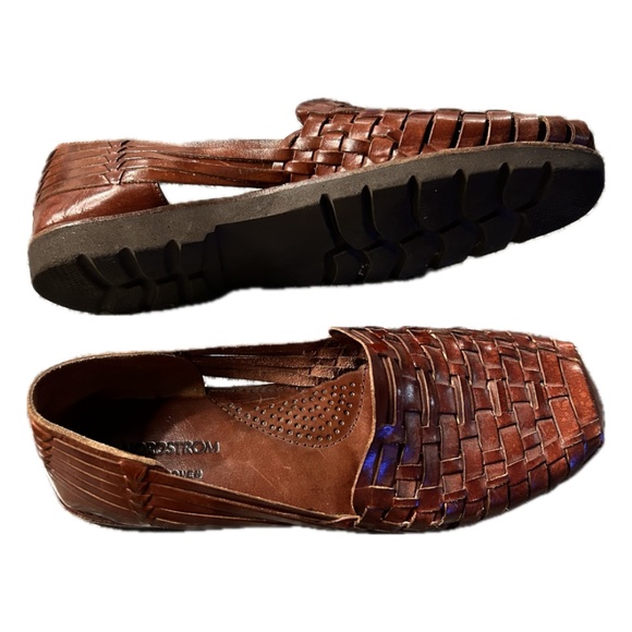 Nordstrom Hand Woven Chestnut Brown Leather Braided Sandals Mens Sz 10.5 - Picture 6 of 10